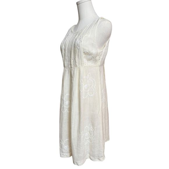 Luca Luca 100% Linen Embroidered Fabric Dress Size 42 Sleeveless Zip Closure - Picture 1 of 8
